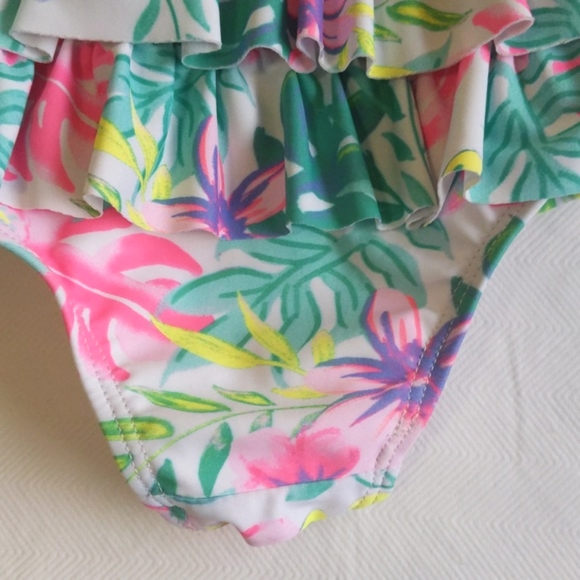 joe fresh tiered tropical floral lined one piece swimsuit 6-12 months baby girl - Picture 8 of 8